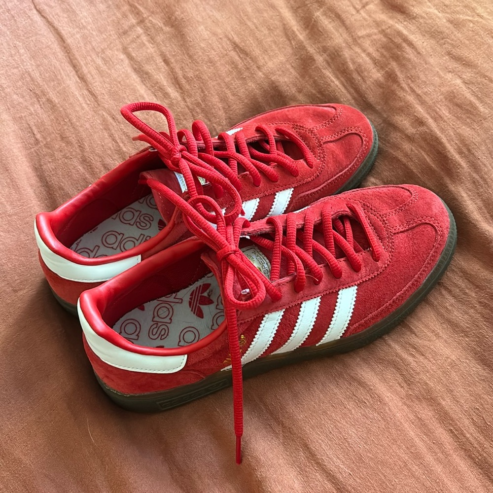 Red suede adidas